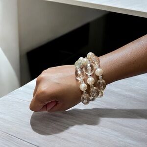 Gold and Cream Pearl Bracelet with Minimalist Design